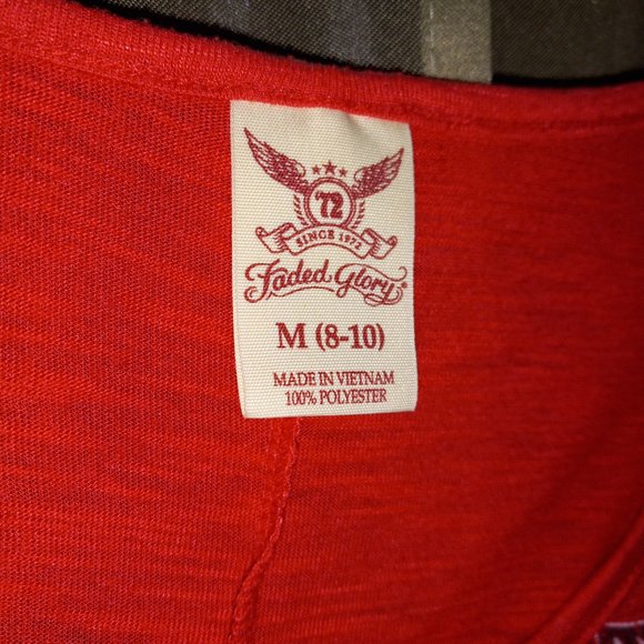 Red T Shirt with Black Paisley Design - Picture 5 of 5